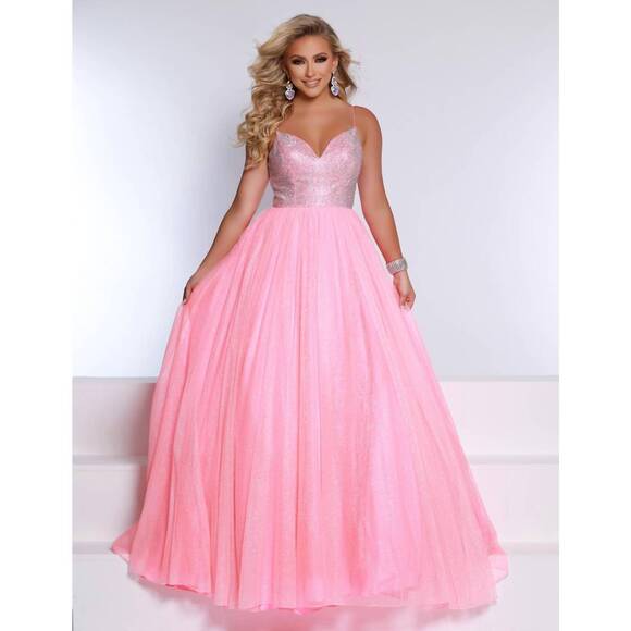 NEW 2CUTE v-neck a-line prom dress in coral pink